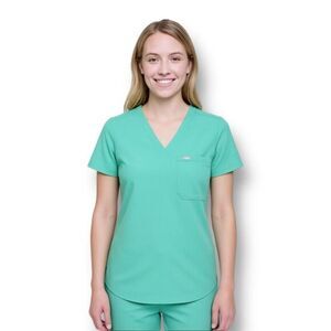 FIGS XXS Green Technical Collection Stretch Scrub‎ Top Medical Work Uniform